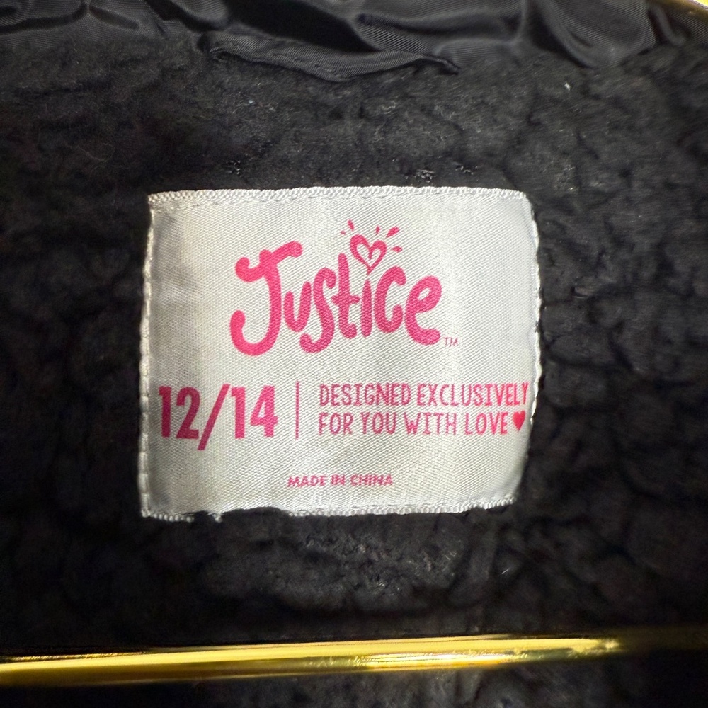 Justice Girl's black winter‎ puffer Jacket / Coat - Picture 6 of 9